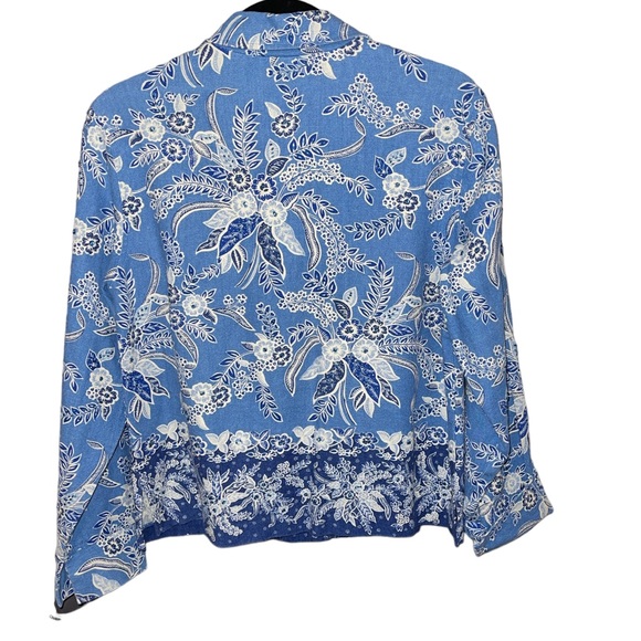 Coldwater Creek Women's Jacket Size S Petite Blue Floral Button Up Long Sleeves - Picture 2 of 12